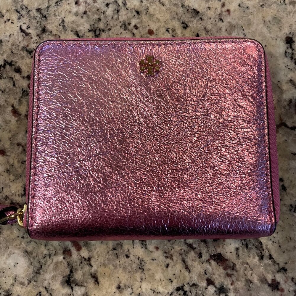 Tory Burch Crinkle Metallic Medium Wallet
